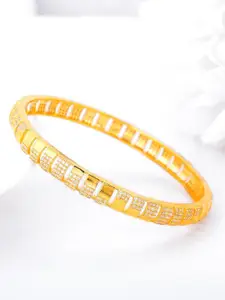 GIVA 925 Sterling Silver Gold-Plated Stone Studded Bangle