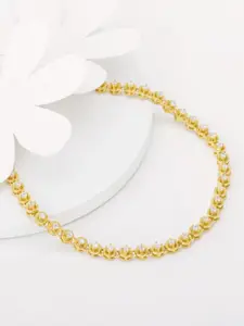 GIVA 925 Sterling Silver Gold-Plated Stone-Studded Anklet