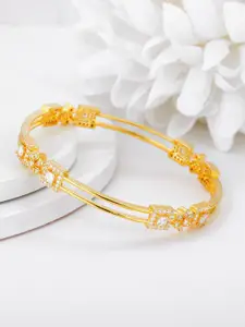 GIVA 925 Sterling Silver Gold-Plated Stone-Studded Bangle