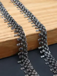 Ozanoo Oxidised Silver-Plated Anklets