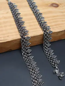 Ozanoo Oxidised Silver-plated Anklets