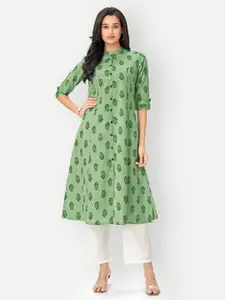 DRESOUL Floral Printed Pure Cotton A-Line Kurta