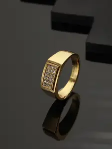Bold by Priyaasi Men Gold-Plated American Diamond-Studded Finger Ring