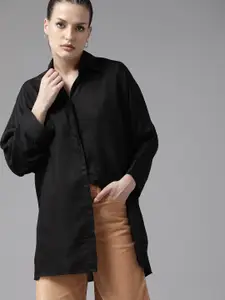 Roadster Opaque Extended Sleeves Oversized Longline Casual Shirt