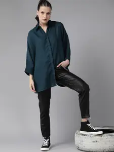 Roadster Opaque Extended Sleeves Oversized Longline Casual Shirt