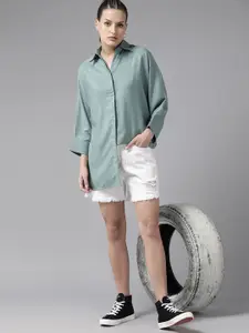 Roadster Opaque Extended Sleeves Oversized Longline Casual Shirt