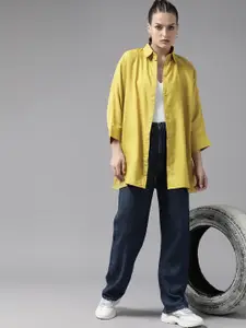 Roadster Opaque Extended Sleeves Oversized Longline Casual Shirt