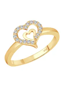 Vighnaharta Gold-Plated CZ-Studded Finger Ring