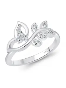 Vighnaharta Rhodium-Plated CZ-Studded Finger Ring