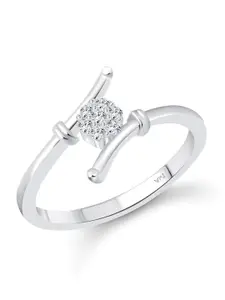 Vighnaharta Rhodium-Plated CZ-Studded Finger Ring