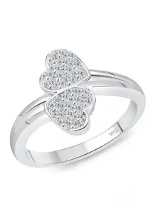 Vighnaharta Rhodium-Plated CZ-Studded Finger Ring