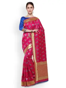 Saree mall Pink Silk Blend Woven Design Banarasi Saree