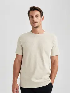 DeFacto Round Neck Ribbed T-Shirt
