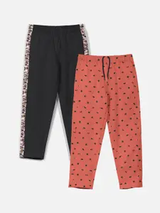 HELLCAT Boys Pack Of 2 Mid Rise Printed Cotton Track Pants