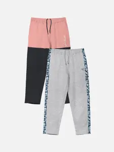 HELLCAT Boys Pack Of 2 Colourblocked Cotton Track Pants