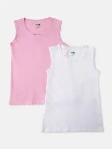 United Colors of Benetton Girls Pack Of 2 Ribbed Cotton Camisoles