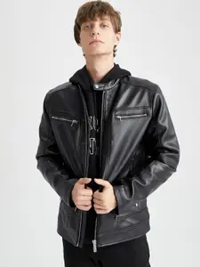 DeFacto Mandarin Collar Biker Jacket