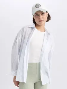 DeFacto Vertical Striped Spread Collar Cotton Casual Shirt
