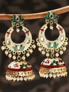 OOMPH Kundan Studded & Beaded Dome Shaped Chandbalis