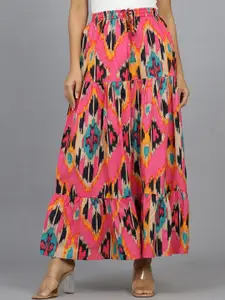 HANDICRAFT PALACE Geometric Printed Pure Cotton Maxi Skirt