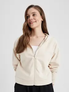 DeFacto Open-Front Full Sleeve Hooded Sweatshirt