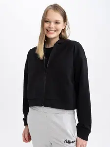 DeFacto Hooded Long Sleeves Front Open Sweatshirt