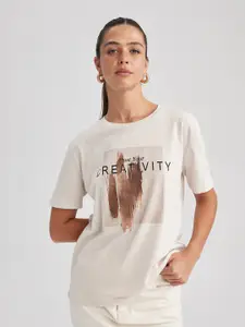 DeFacto Typography Printed Pure Cotton T-shirt
