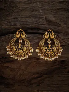 Kushal's Fashion Jewellery Gold Plated Stone Studded & Beaded Chandbalis