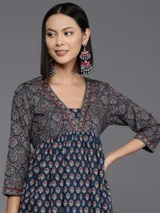 Varanga Jaipuri Printed Alia Cut Flared Pure Cotton Kurta