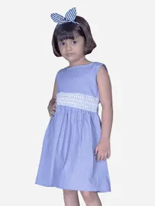 Modish Couture Girls Striped Pure Cotton Fit & Flare Dress