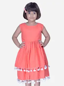 Modish Couture Girls Round Neck Pure Cotton Fit & Flare Dress
