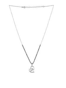 Abhooshan Pure 925 Silver Heart Love Pendant Mangalsutra