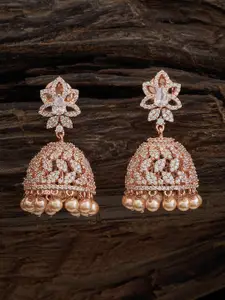 Kushal's Fashion Jewellery Gold-Plated Classic Zircon Embellished Bridal Drop Earrings