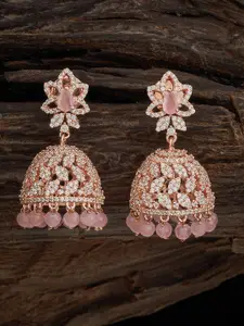 Kushal's Fashion Jewellery Rhodium-Gold Plated Zircon Embellished Bridal Classic Earrings