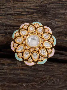 Kushal's Fashion Jewellery Kundan Studded Copper Finger Ring