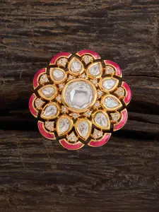 Kushal's Fashion Jewellery Gold-Plated Kundan-Studded FingerRing