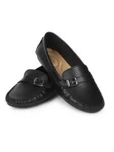 yoho Women Bliss Comfort Insole Basics Anti-Skid Sole Horsebit Loafers With Buckle Detail