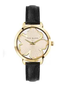 Ted Baker Women Brass Dial & Leather Straps Analogue Watch BKPLIS304