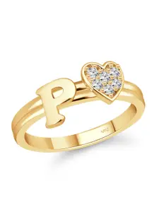 Vighnaharta Gold-Plated CZ Studded Finger Ring