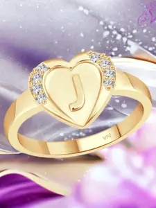 Vighnaharta Gold-Plated CZ-Studded Heart Shaped Finger Ring