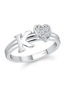 Vighnaharta Stainless Steel Silver-Plated CZ-Studded Adjustable FingerRing