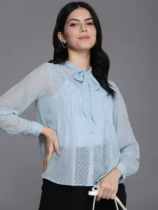 Allen Solly Woman Tie- Up Detail Neck Casual Shirt