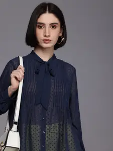 Allen Solly Woman Semi Sheer Dobby Casual Shirt