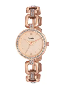 GEMINI Women Embellished Dial & Stainless Steel Bracelet Style Straps Analogue Watch BNS