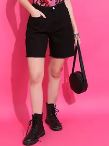Basics By Tokyo Talkies Women High-Rise Denim Shorts