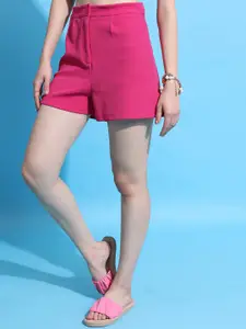 Tokyo Talkies Pink High Rise Regular Shorts