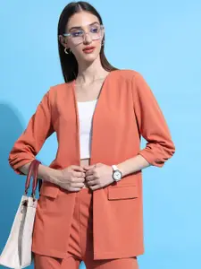 CHIC BY TOKYO TALKIES Rust Collarless Front Open Blazer