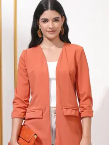 CHIC BY TOKYO TALKIES Rust Collarless Front Open Blazer