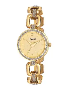 GEMINI Women Embellished Dial & Stainless Steel Bracelet Style Straps Analogue Watch BNS