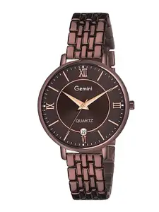 GEMINI Women Textured Dial & Stainless Steel Bracelet Style Straps Analogue Watch 3132QM01